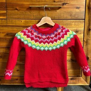 Mini Boden Girls Fair Isle Sweater Red